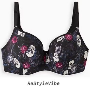 TORRID Bra 44G Full Coverage Lined Balconette 360 Back Smoothing Skull Floral
